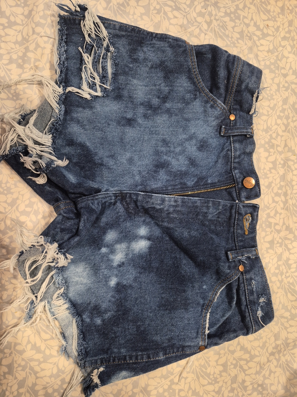 Wrangler Distressed Dark Blue Denim Jean Shorts